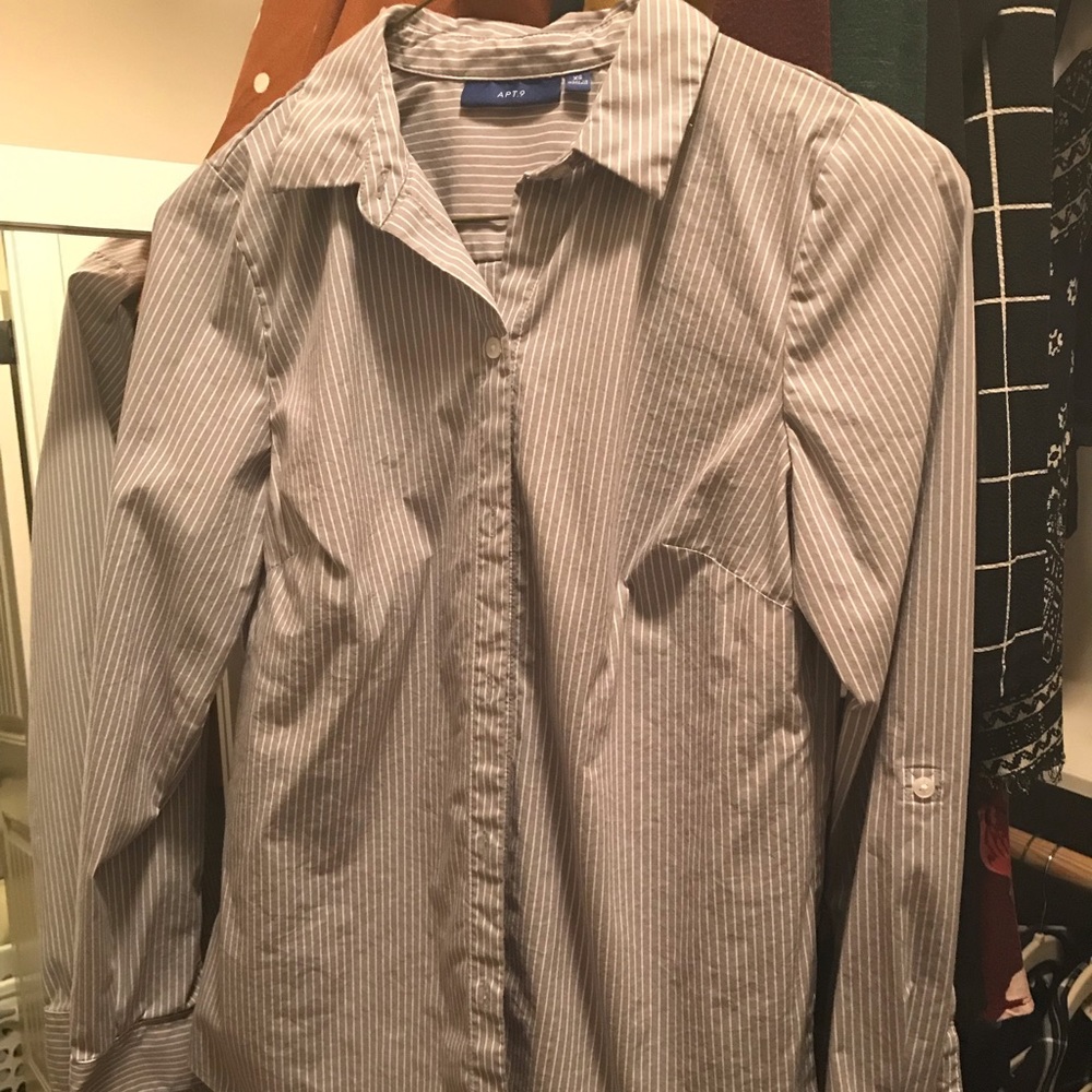 Apt 9 gray pinstriped button down